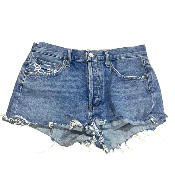 AGOLDE Parker Distressed Vintage Cut Off Jeans Sz 26 100% Organic Cotton - Picture 1 of 7
